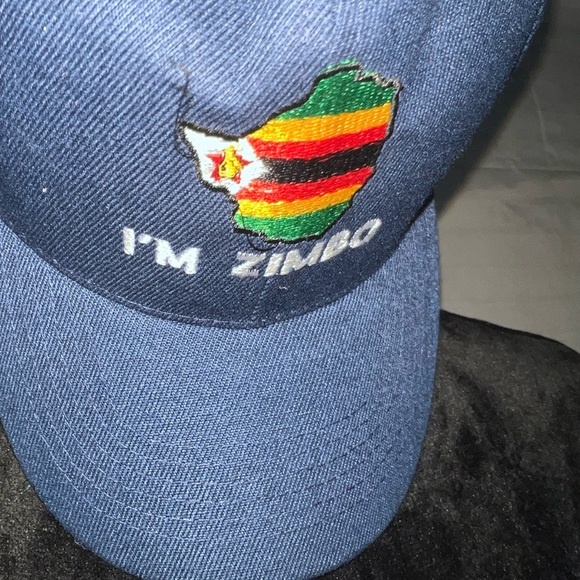 Embroidered cotton  one size unisex navy blue cap I am Zimbo  (Zimbabwe Map) - Picture 2 of 4